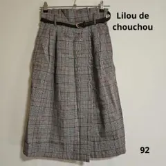 Lilou de chouchouチェック柄ひざ丈スカート ベルト付きのサムネイル