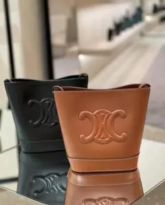 CELINE バケット型ショルダーバッグ ブラック ブラウン
