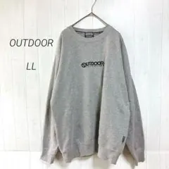 OUTDOOR 長袖トレーナー　グレー　LL　大きいサイズ　刺繍ロゴ