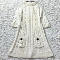 【美品】BURBERRY BLUE LABEL ケーブル編みニットワンピース