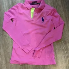 ポロラルフローレン ゴルフ 長袖ポロシャツ 刺繍 ピンク