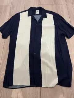ZARA ネイビーとホワイトのストライプ 半袖シャツ