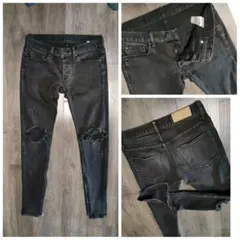 mnml ダメージデニム　クラッシュデニムパンツ ミニマル ストレッチ