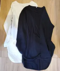 ホワイト・ブラック 長袖Tシャツ ワンサイズ