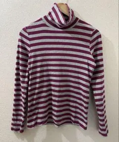 UNIQLO ユニクロ ストライプタートルネック長袖Tシャツ