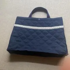 お受験 10mois お子様用バッグ キルティング フラワーライン ネイビー