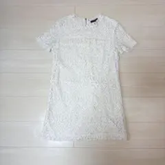 FOREVER 21 総レース 白ミニワンピース 半袖 ウェディング前撮りにも◎