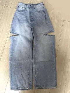 GRL グレイル　スリットデニムワイドパンツ[cu420] ブルー M