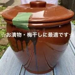 陶器製 茶色 丸型 保存容器壺(蓋付き) 大きいサイズ5号　漬物　梅干し　水瓶のサムネイル