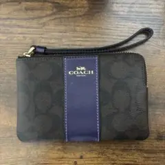 COACH レザー ポーチ ブラック/パープル