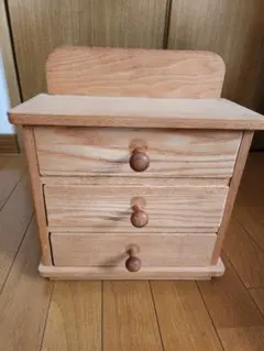 ハンドメイド 木製小物入れ 3引き出し シンプルデザイン
