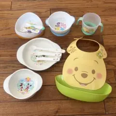 プーさん はじめてのエプロン ディズニー Rody ベビー食器まとめ売り♡のサムネイル
