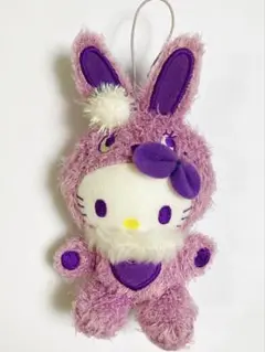 美品レア希少2011年ハローキティ⭐︎うさぎカラフルバニー⭐︎ぬいぐるみキーホルダー