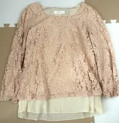 grove グローブ　ピンク レース 長袖　シャツ　ブラウス