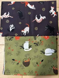 猫柄　生地 2枚セット