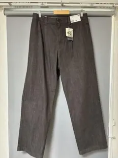 【新品】ユニクロC タックストレートパンツ／デニム　ダークブラウン 85