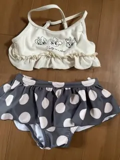 水着セット 100cm フリル・水玉　　ディズニー