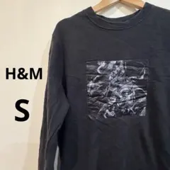 黒　グラフィックプリント　長袖　トレーナー　S ブラック　海外古着