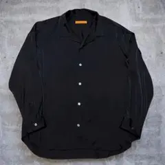 【古着】ジャーナルスタンダード　オープンカラーサテンシャツ　光沢　長袖　ブラック