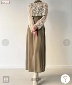 JUNOAH 前後2wayレースボレロ＆サテンキャミワンピースSET M