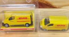 未開封　DHLのイエロー配送車ミニカー2台セット