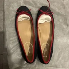 J&M DAVIDSON デニム風バレエシューズ ネイビー/レッド　37