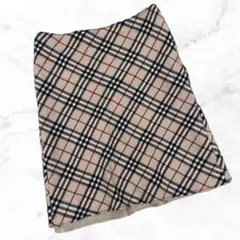 バーバリーブルーレーベル ノバチェック ウール フレアスカート S 36 美品