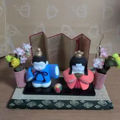 つまみ細工 四季折々 ミニスタンド『寒椿』かぐや・さくやちゃん 2月の