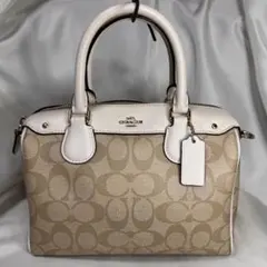COACH コーチ　シグネチャーミニボストン　2wayショルダー　ベージュ美品