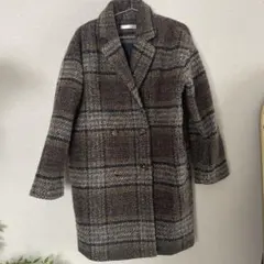 チェック柄 ダブルブレストコート Lサイズ