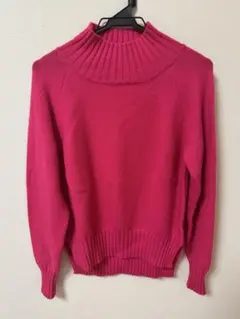 ピンク タートルネック ニットセーター