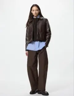 UNIQLO ユニクロ ジャージーバレルレッグパンツ　ブラウン Mサイズ