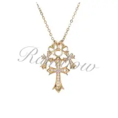 S925 18k plating 3連クロスネックレス 刻印 CZDiamond