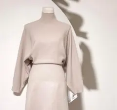 ZARA ベージュ ハイネック ニット 長袖 ワンピース