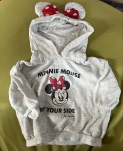 ミニーマウス フード付き裏毛トレーナー グレー　しまむら　リトシー　90センチ