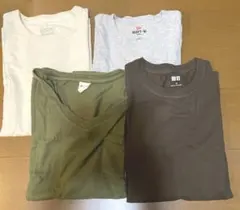 4枚セット Tシャツ ホワイト グレー オリーブ ブラウン