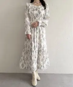 apres jour 花柄フリルクロスワンピース