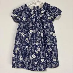 花柄半袖ワンピース ネイビー