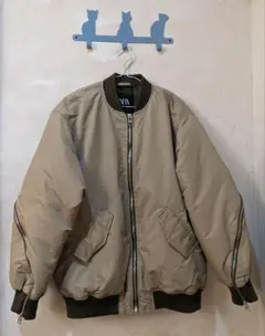 39☺︎様 ZARAベージュ×カーキグリーンリブ MA-1ジャケット変形