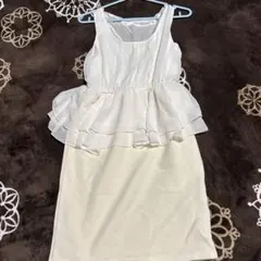 冠婚葬祭　結婚式　二次会　入学式　卒園式　ホワイト フリル パーティードレス