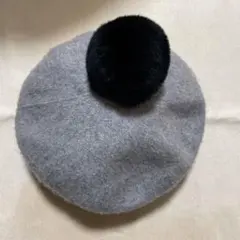 JENNIシスタージェニィ ベレー帽 グレー 黒 ポンポン S