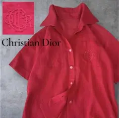 クリスチャンディオールプレタポルテ ロゴ刺繍 半袖ブラウス ヴィンテージ レトロ