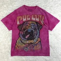 ザ・マウンテン Tシャツ Pug Luv ピンクタイダイ グラフィックTシャツのサムネイル