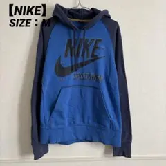 NIKE 00s 銀タグ スウッシュ ビッグロゴ ラグラン パーカー M