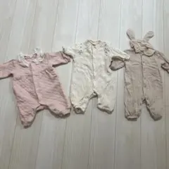 ロンパース3点セット（ピンク・ベージュ・クリーム）バースデイ