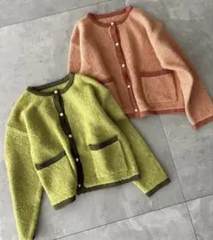 ehka sopo ノーカラージャケット風カーディガン　グリーン