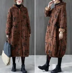 花紋法蘭絨長外套