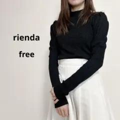 rienda レディース　パフスリーブラメ長袖ニット　黒　フリーサイズ