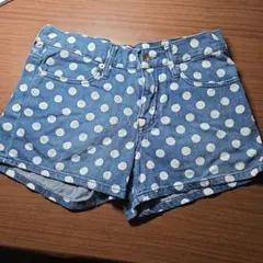 水玉模様デニムショートパンツ