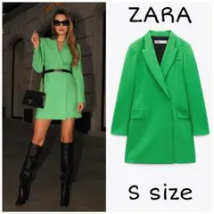 ZARA　ダブルブレスト ブレザースタイルワンピース　Sサイズ　グリーン